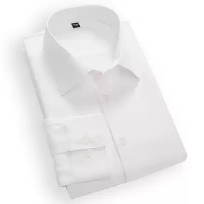 Middle-aged long sleeve shirt male white casual cotton shirt four seasons solid color professional dress shirt loose shirt