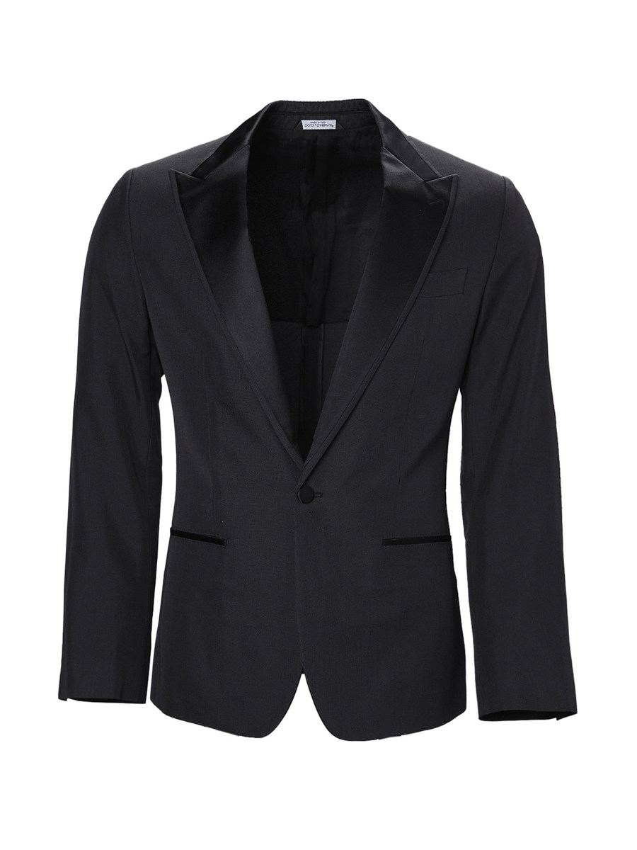 Dolce&Gabbana 黑灰色戗驳领一粒扣饰西装