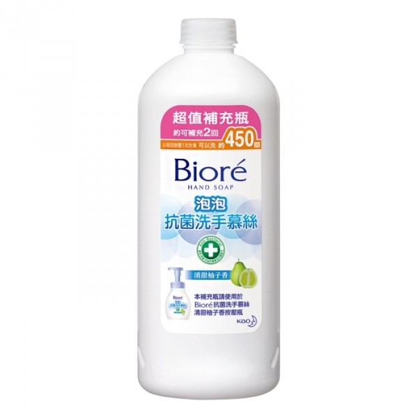 Biore抗菌洗手慕丝 清甜柚子香 补充瓶 450ml台湾官网直邮进口