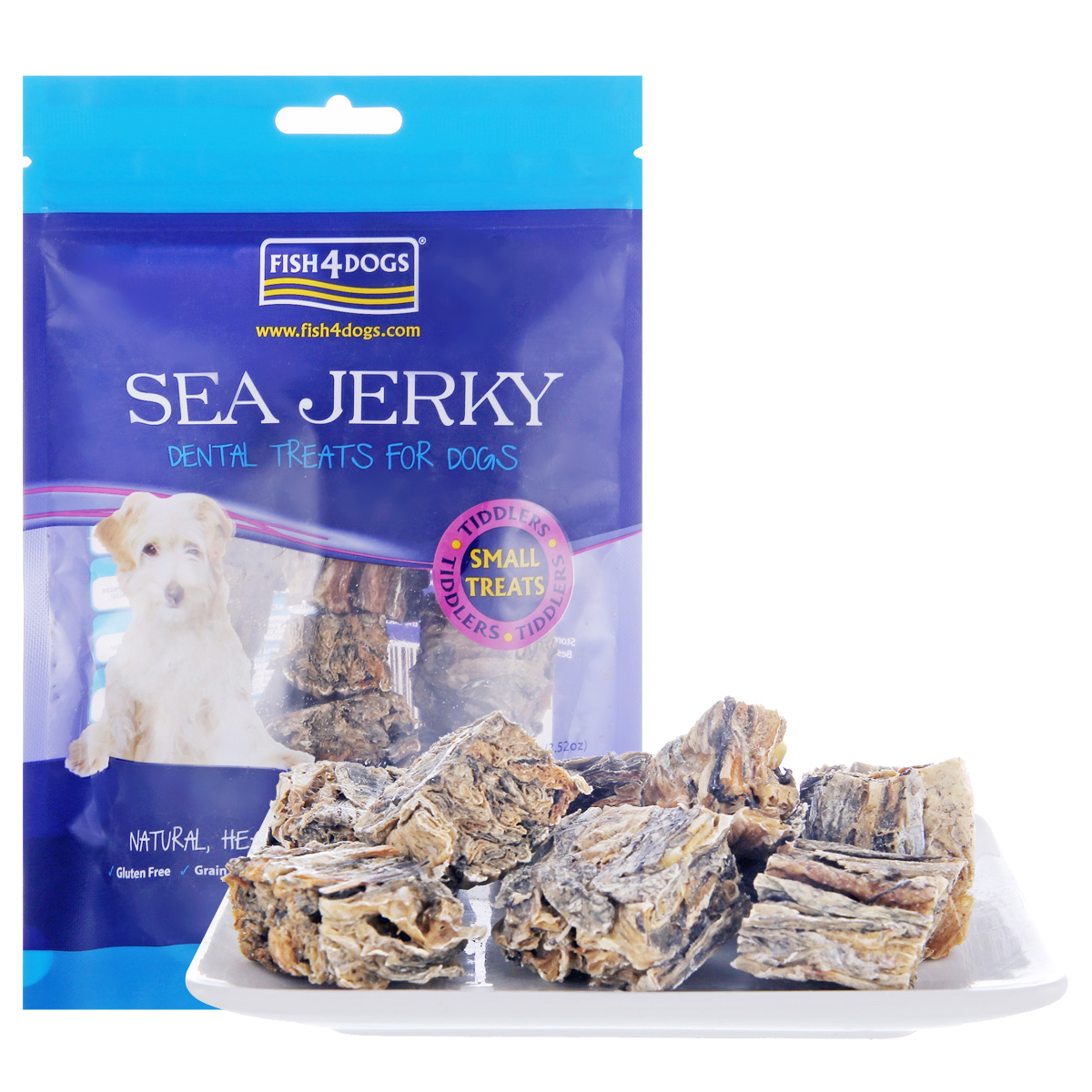 波奇网宠物狗狗零食泰迪洁齿零食海洋之星纯鱼皮小丁鱼皮零食100g