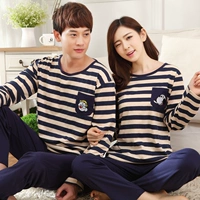 Mùa xuân và mùa thu cotton Bộ đồ ngủ của phụ nữ hoạt hình kích thước lớn Bộ đồ ngủ đôi dài tay nam phục vụ nhà phù hợp với quần áo nữ đồ bộ nữ