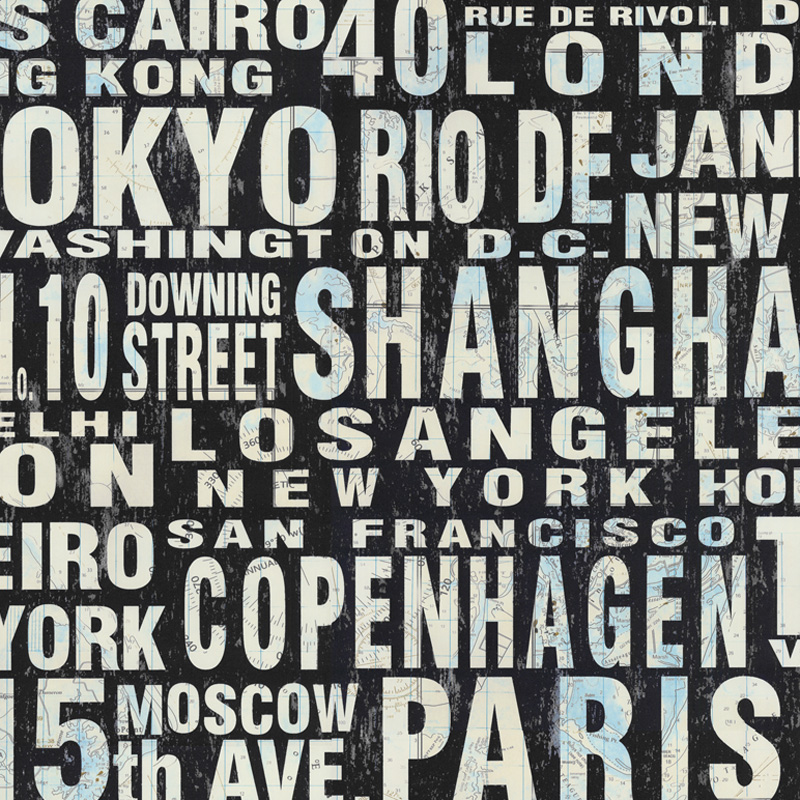 Retro English Alphabet Wallpaper Bar Dining Room Cafe Clothing Shop Wallpaper Personality Fashion Background Wall Black White