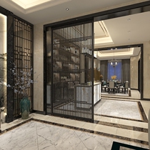 Modern Chinese screen partition solid wood fence porch bedroom study living room hotel dining room screen grid