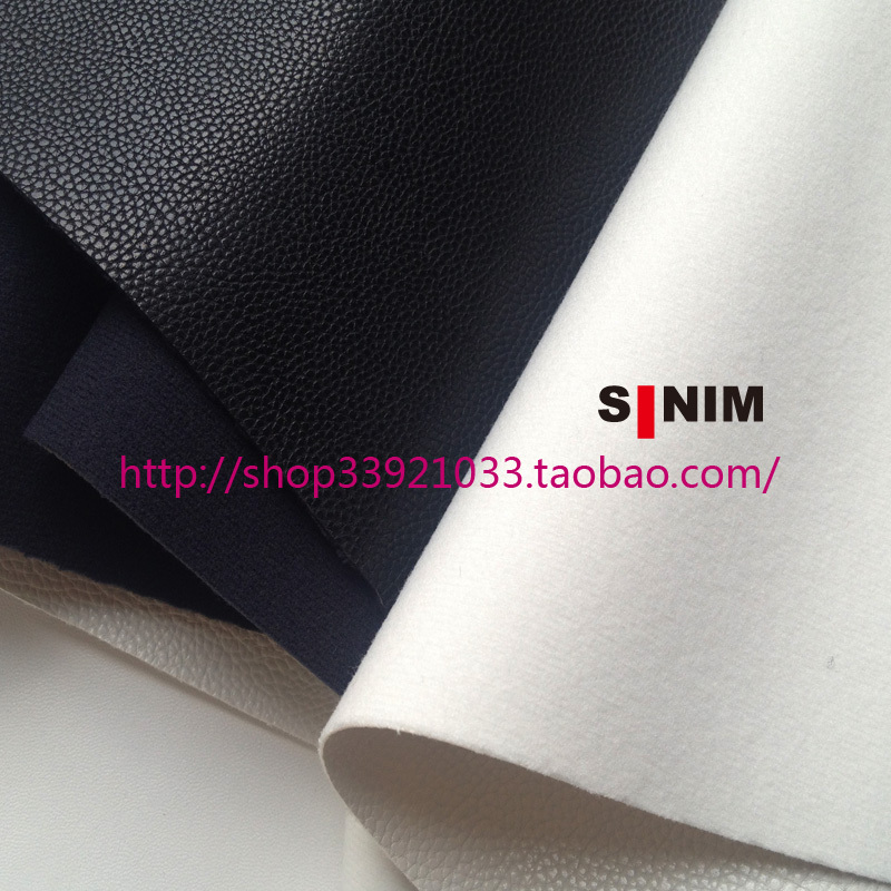 Black Imported Imitation Leather with Lychee Pattern, Leather Fabric for Jackets and Pants, Soft Packaging Decorative Flocking Elastic Fabric