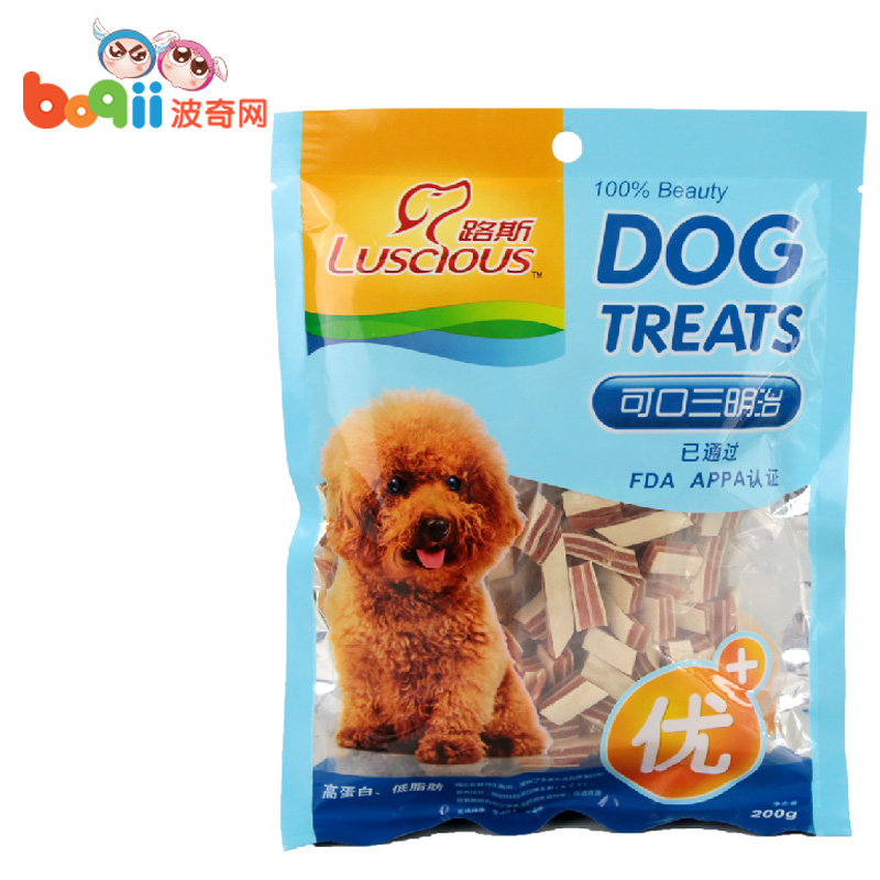 波奇网 宠物狗零食优+可口三明治200g泰迪贵宾狗零食训练磨牙零食