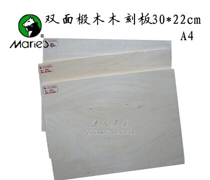 Wood carving plate pecking wood Wood Carving Knife Suit A4 engraving plate 30 * 22cm 2 Block engraving knife 3