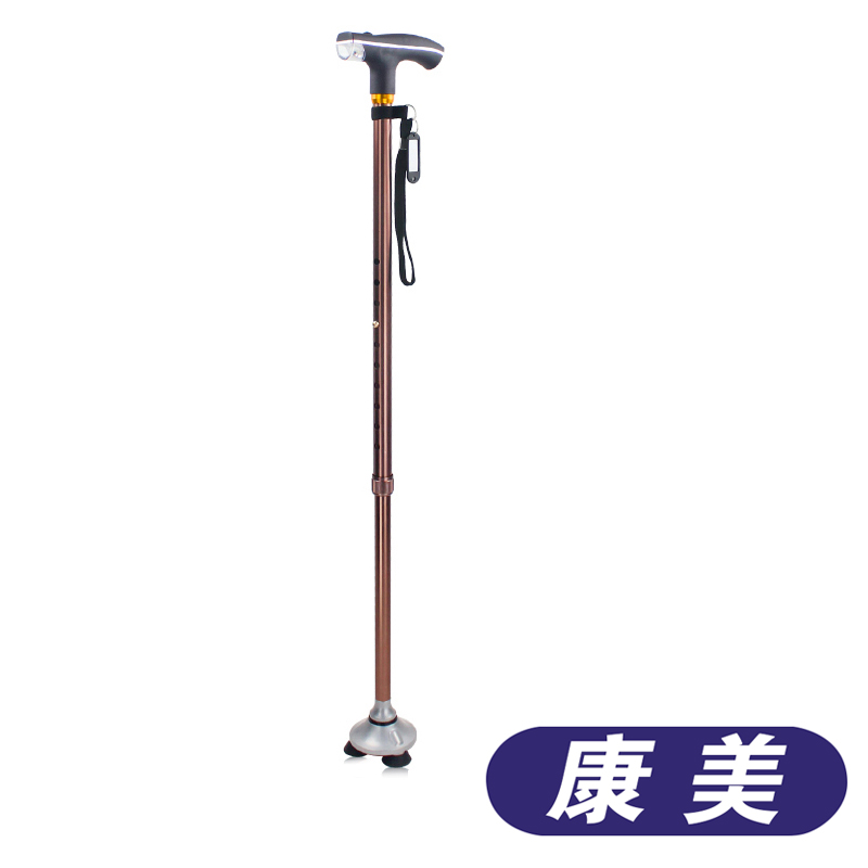 fole e富林三脚手杖可调节老年拐杖 带灯老人拐棍助行器 ts