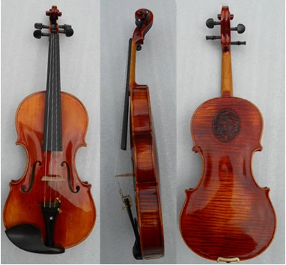 Single board carved Beethoven head is all hand-made alcohol paint tiger violin also has wine red plywood