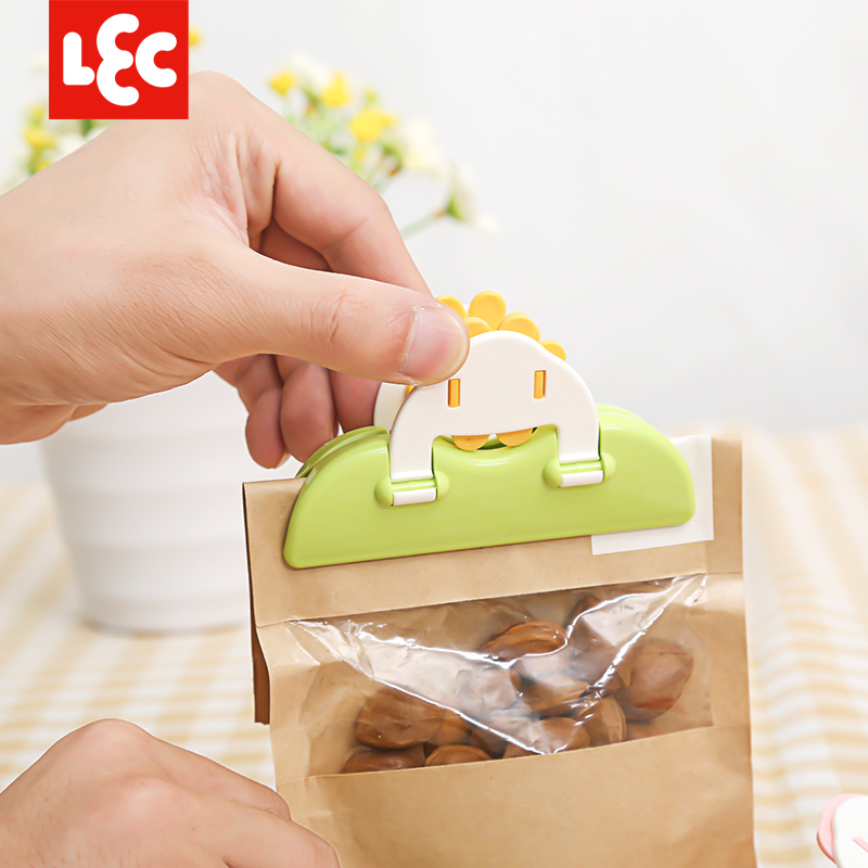 日本LEC可折叠封口夹可爱花朵塑料袋密封夹强力食品保鲜夹封袋夹