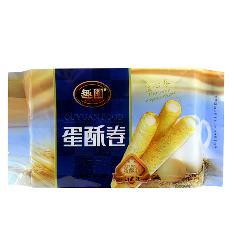 【天猫超市】趣园蛋卷酥 趣园蛋酥卷奶油78g 休闲小点心零食○