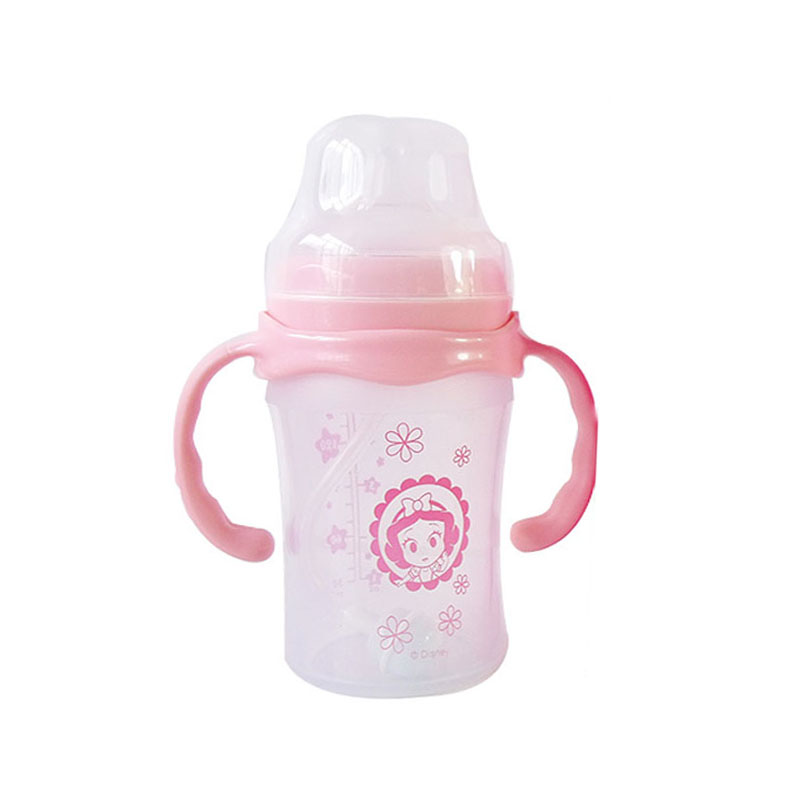 disney迪士尼柔软硅胶奶瓶防胀气防摔宽口握把吸管150ml