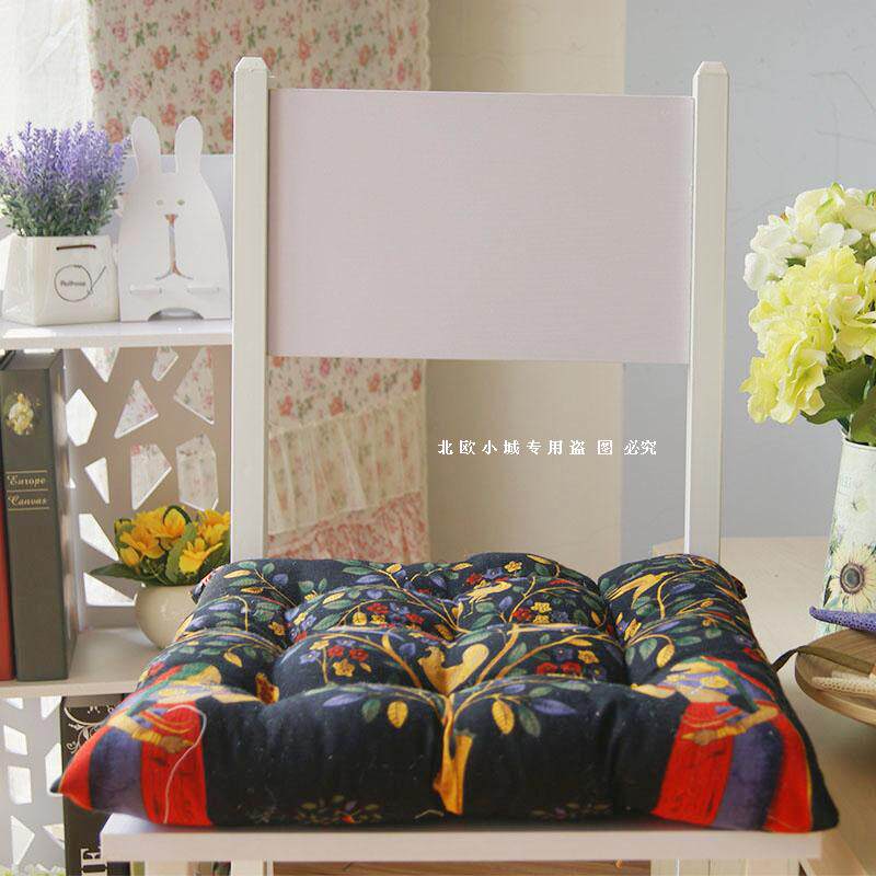 Southeast Asian ethnic style cotton and hemp dining table and chair cushions with straps autumn and winter thickened warm chair cushion steamed bread tatami mat