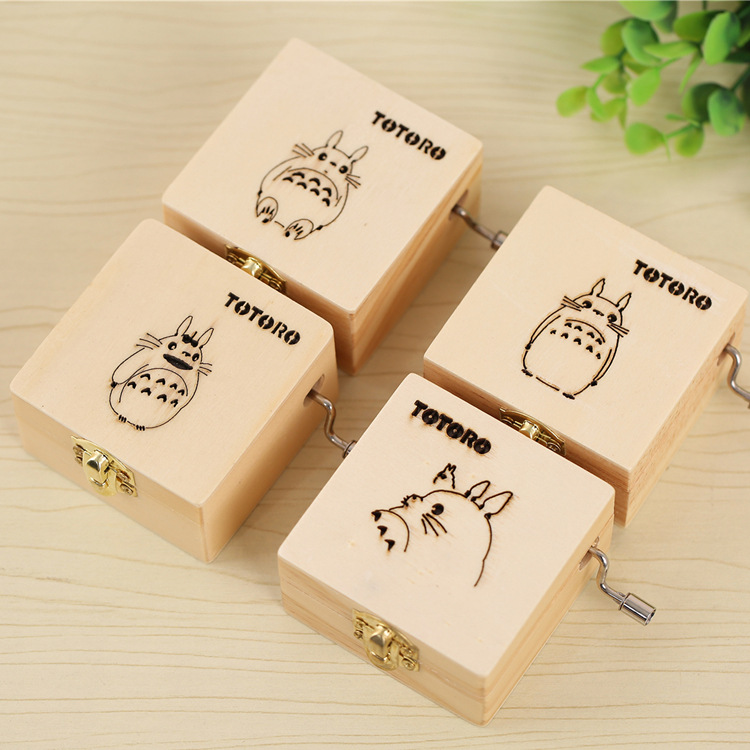 Hayao Miyazaki Totoro Hollow Log Hand Music Box Music Box Wooden Box Storage Box Creative Birthday Gift Gift