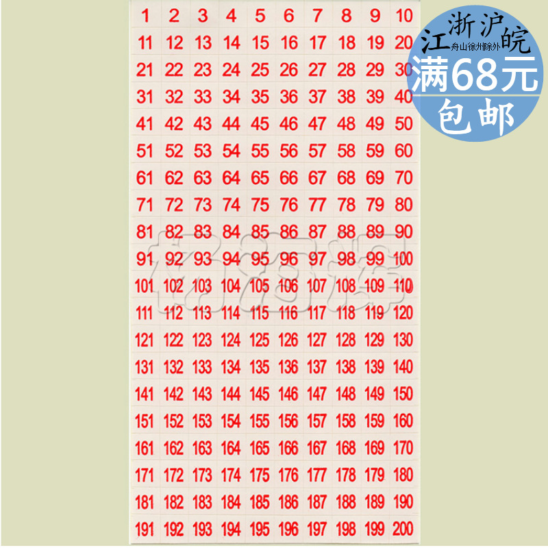 Digital self-adhesive serial number self-adhesive digital label leaflet number 1-200 10*9 5mm