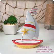 Yijiaju Mediterranean style mini sailboat color tin boat creative home craft ornaments