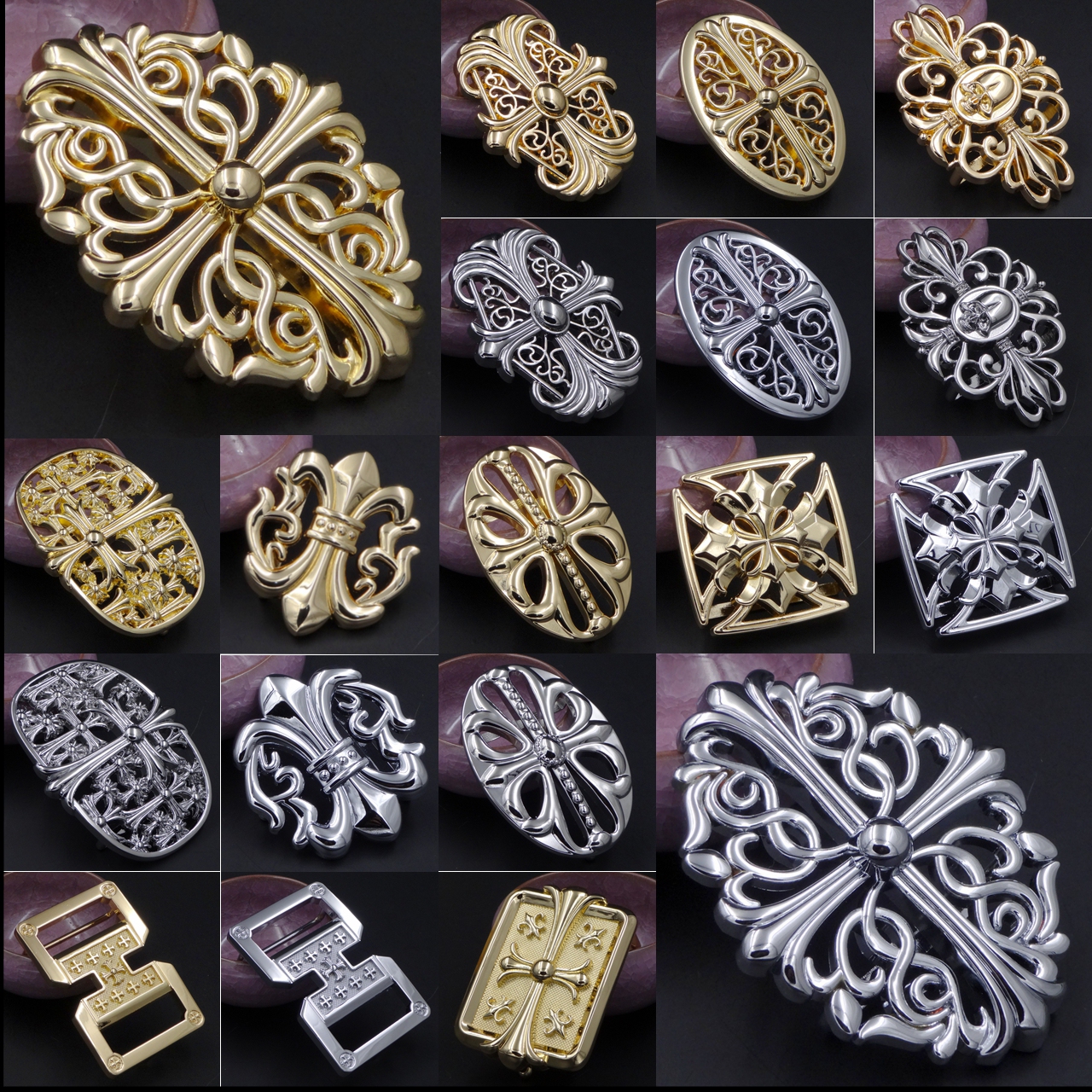 New belt head men's cross flower smooth buckle alloy men's belt buckle head pants belt head 3 8cm accessories