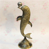 Pakistan handicrafts copper carved animal top ball cute dolphin home furnishings