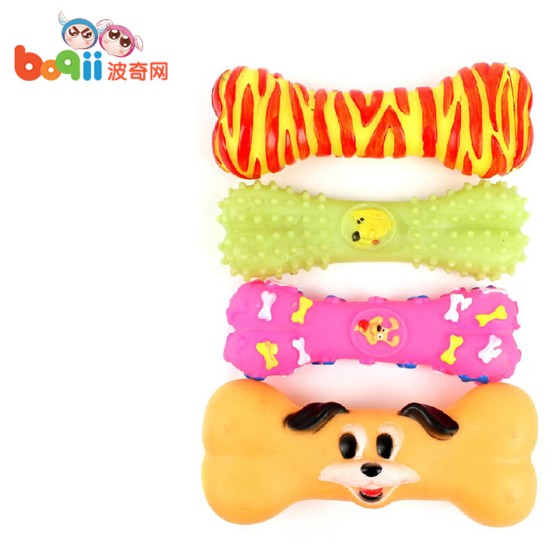 波奇网 宠物用品 宠物发声玩具 卡通多色骨头 狗脸骨头狗狗玩具