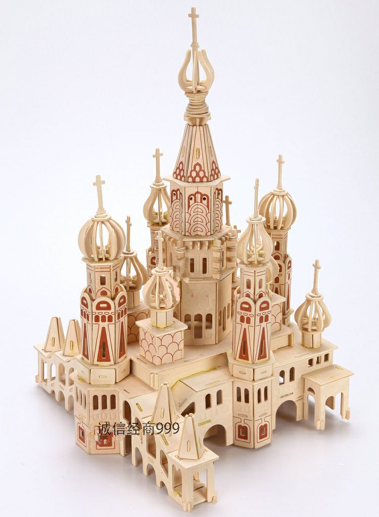 Wooden 3d three-dimensional adult puzzle puzzle handmade toy building model wooden building blocks large assembled castle