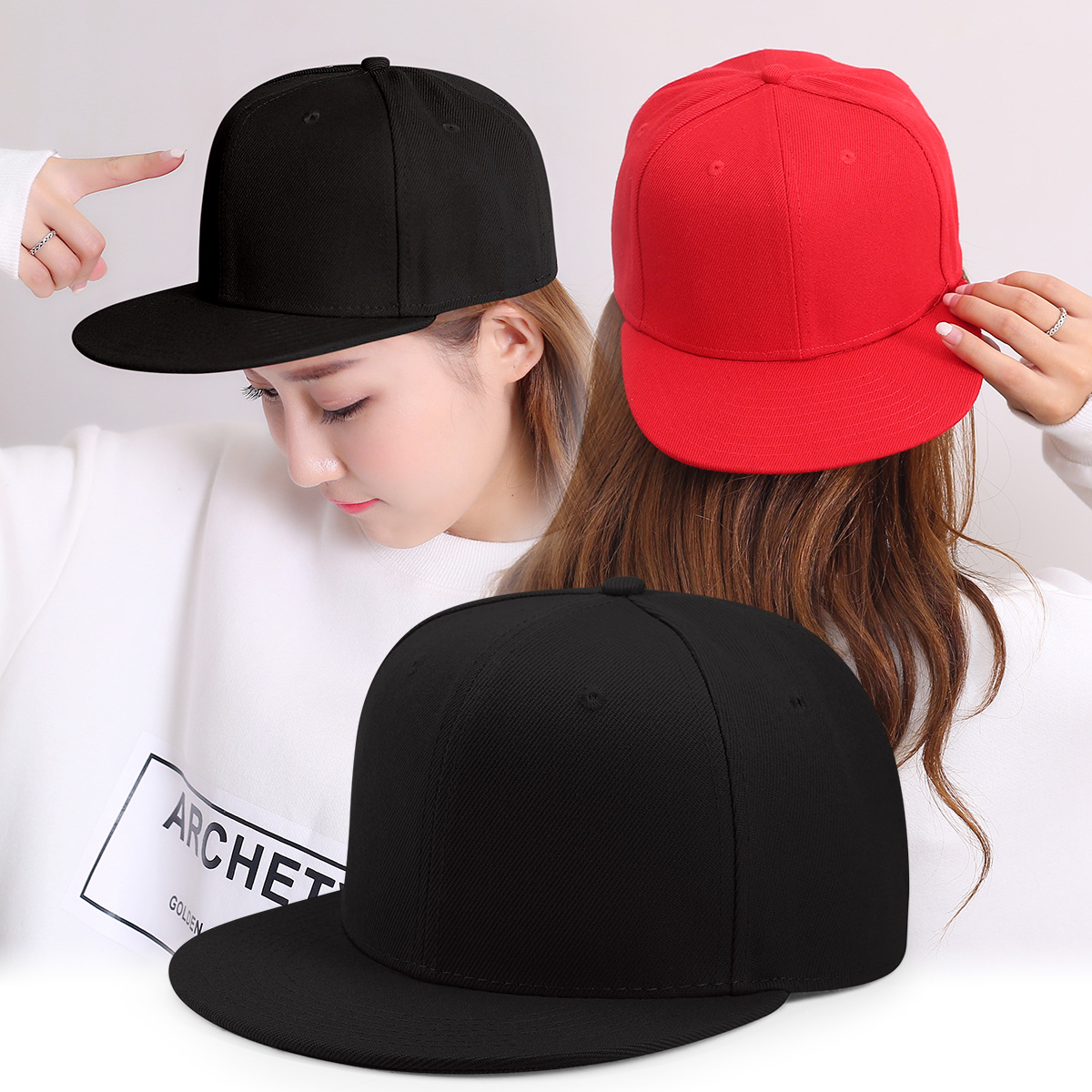 Choose letter adjustable hip hop light board Solid color flat edge cap Bboy Hip hop cap Hipster cap Men's and women's flat cornice baseball cap