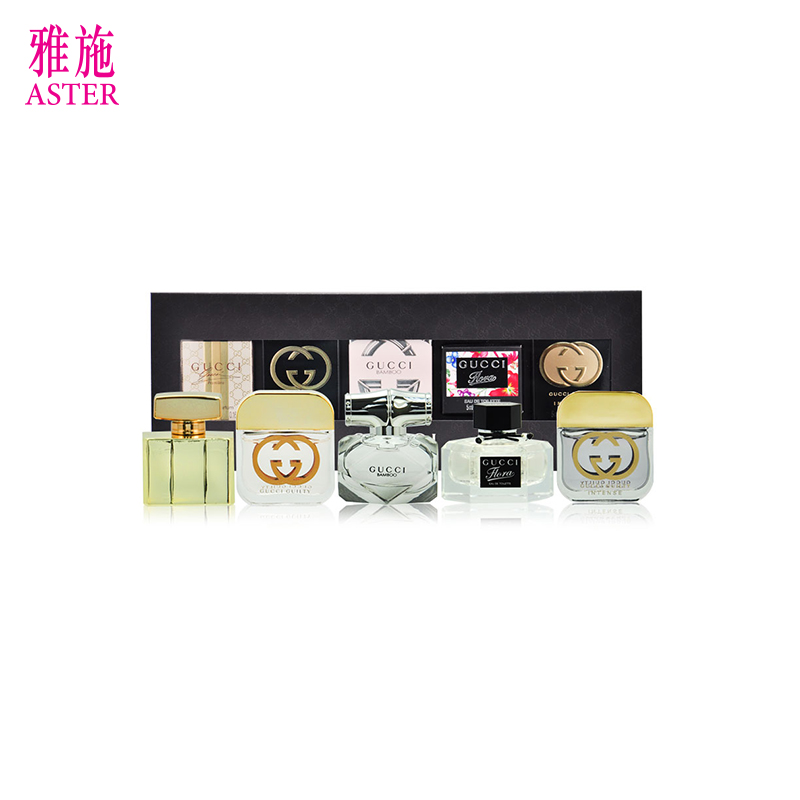 Gucci/古奇 EDP & EDT 旅行迷你香水5件组合套装礼盒Q版5ml