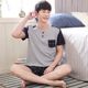 Mùa hè thanh niên ngắn tay cotton nam đồ ngủ mùa hè nam phù hợp với nam giới quần short thanh niên phần mỏng dịch vụ nhà quần áo nữ Bộ Pajama