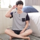 Mùa hè thanh niên ngắn tay cotton nam đồ ngủ mùa hè nam phù hợp với nam giới quần short thanh niên phần mỏng dịch vụ nhà