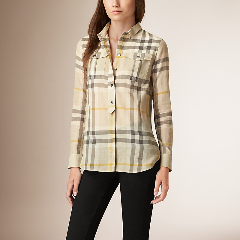 BURBERRY/博柏利褶缝格纹棉质衬衫 39900181