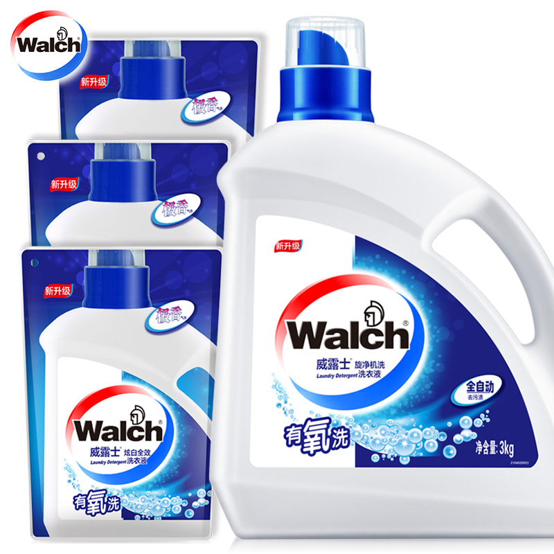 Walch/威露士全自动洗衣液3kg送极香袋装洗衣液500mlX3
