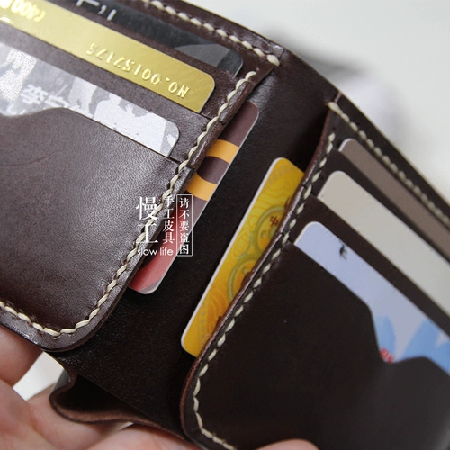 Античный горизонтальный короткий стиль, 8 слотов для карт, растительного дубления, первый слой, коровья кожа, кошелек ручной работы, чистое ручное шитье, медленная работа, бесплатная доставка