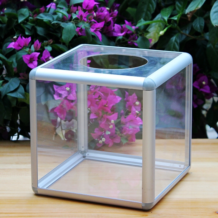 He Risheng (small) six-sided fully transparent wordless acrylic lottery box lottery public selection