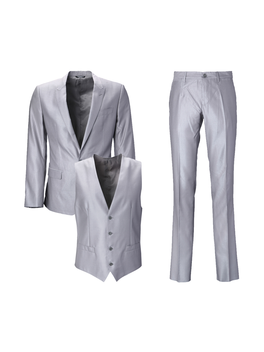 Dolce&Gabbana 浅灰色枪驳领一粒扣西服套装