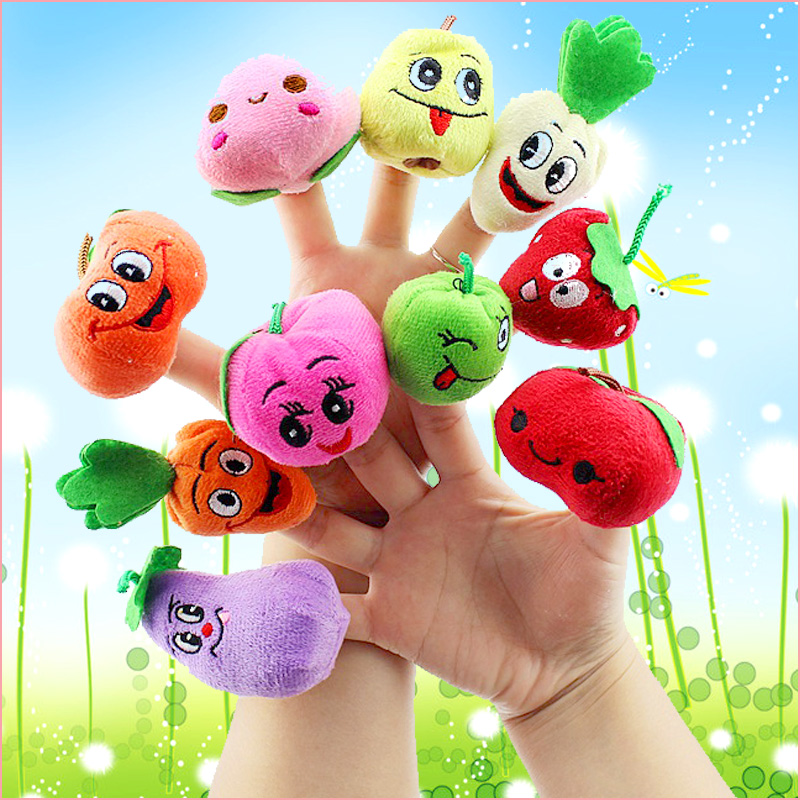 Children Toy Fruit Dolls Fingers Couple 10 Vegetables Melon Fruits Hand Puppet full of plush Puzzle Stories Dolls