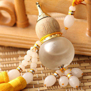 桃木饰品水晶香水瓶葫芦挂件车饰汽车用品 双须葫芦 出入平安挂件