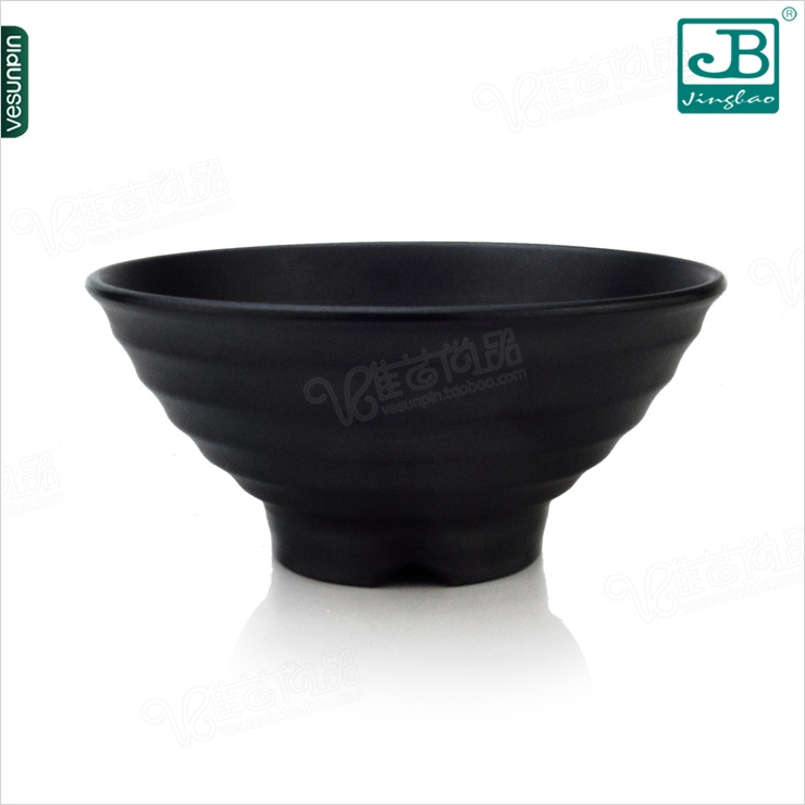 Taiwan A5 Material Black Melamine Tableware Day Style Rice Bowl Thread Bowl Small Noodle Bowl Anti-Fall Soup Bowl Imitation Porcelain C044