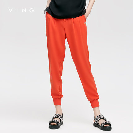 VING 女装休闲裤九分裤修身显瘦哈伦裤子小脚