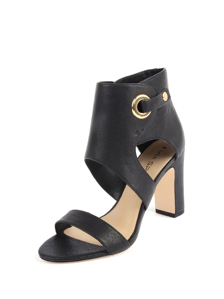 Via Spiga 黑色襻带镂空饰包踝粗跟鞋