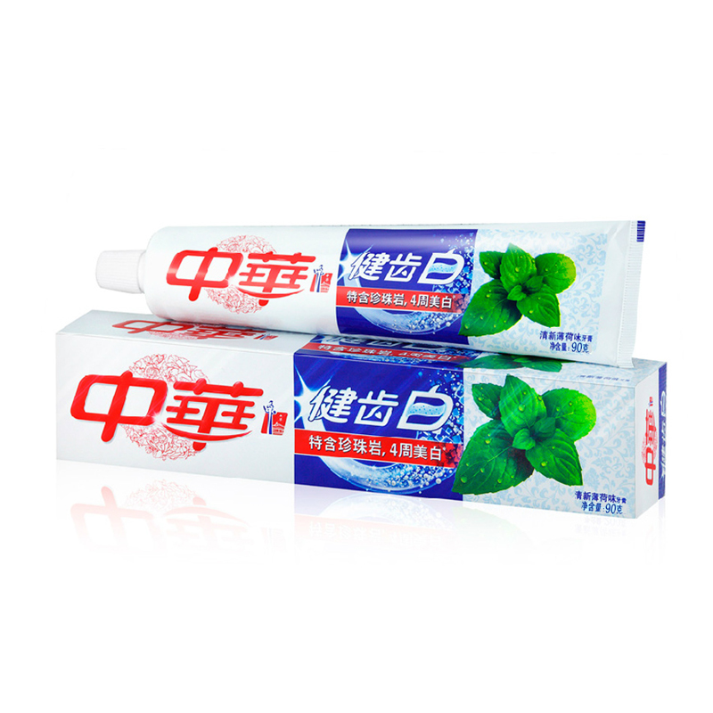 中华牙膏健齿白系列清新薄荷味90g 清新口气去口臭美白固齿除牙垢