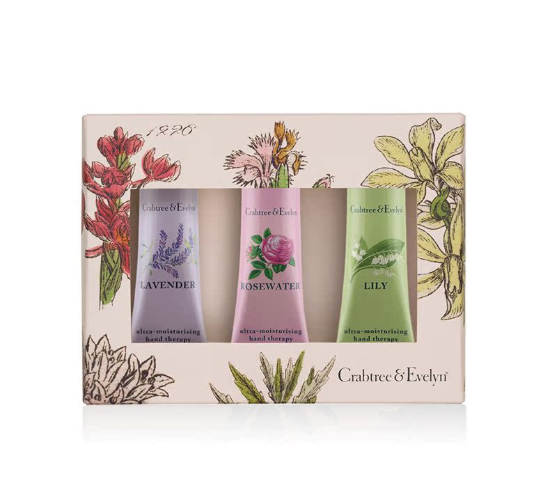 Crabtree&Evelyn/瑰柏翠 薰衣草玫瑰百合花香护手霜礼盒套装25g*3