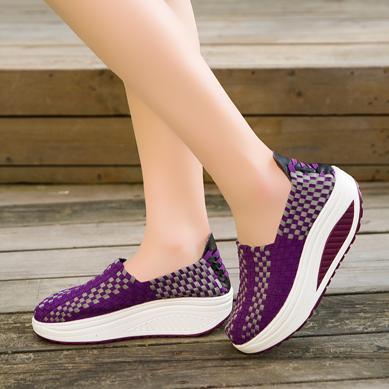Summer breathable women's shoes woven shoes rocking shoes 34 yards women's shoes single shoe overfoot shoes handmade elastic band woven shoes