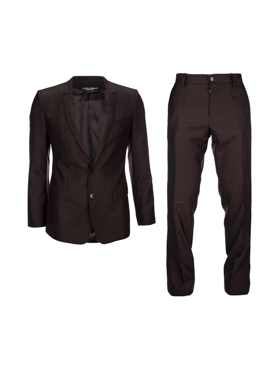 Dolce&Gabbana 咖啡色平驳领两粒扣西服套装
