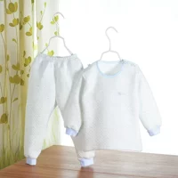 Bộ đồ lót trẻ em của Frank Frank Bộ quần áo mùa thu cho bé Quần áo mùa thu dày Quần áo len bằng sợi tre quần áo trẻ sơ sinh