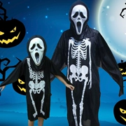 Halloween Quần áo trẻ em Bộ xương người lớn Ghost Quần áo Đạo cụ Cha mẹ Trẻ em Mặc đạo cụ Kinh dị Mặt nạ Quần áo Phụ kiện - Sản phẩm Đảng / Magic / Hiệu suất