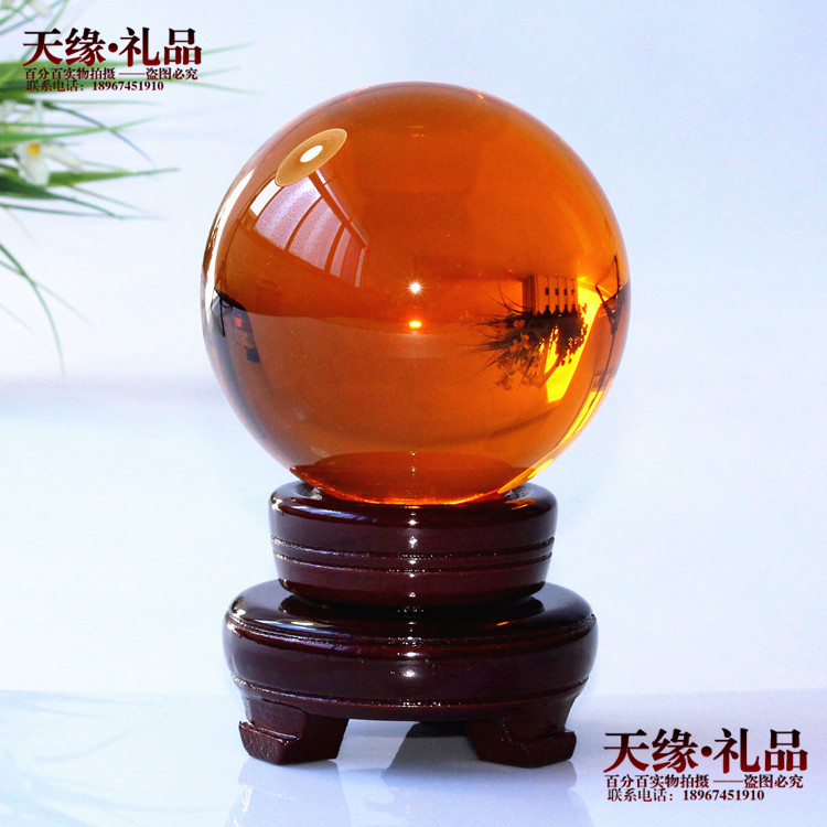 Amber color K9 artificial water crystal ball crystal light ball 9 10 11cm feng shui ball crystal pendulum decoration Town house Feng Shui Ball