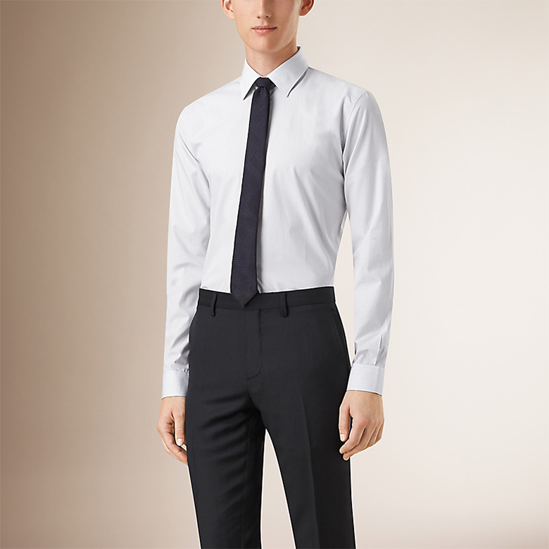 BURBERRY 修身剪裁细条纹棉质衬衫 39656681赠香水4支(限量100套)