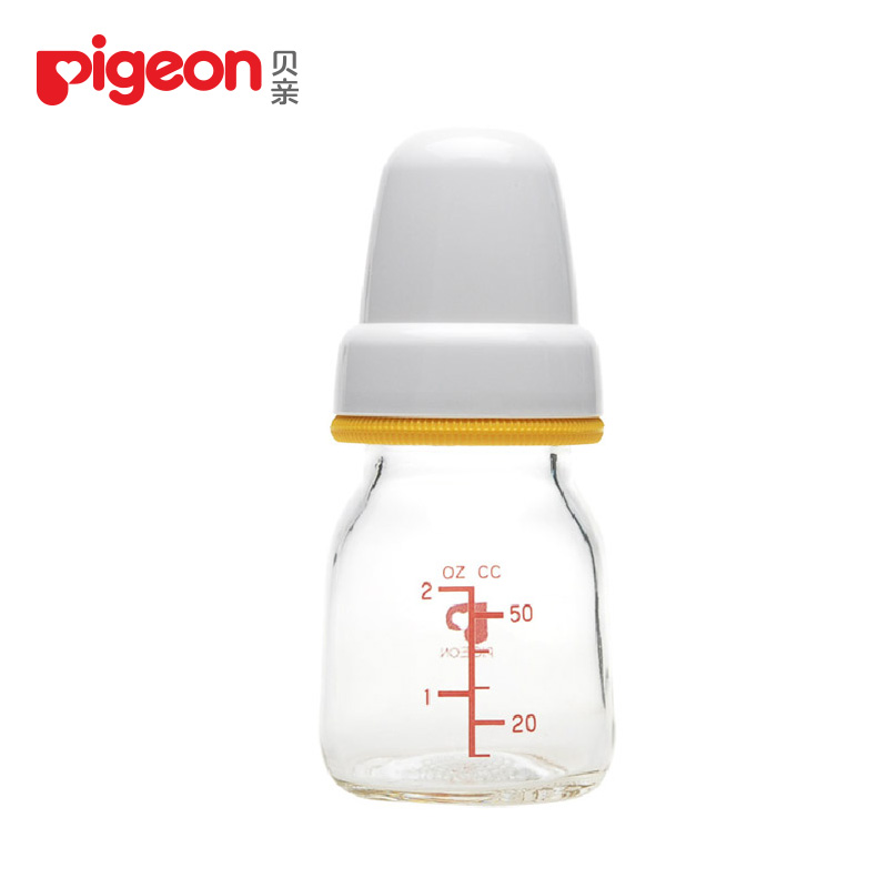 贝亲 婴儿果汁奶瓶 标准口径玻璃奶瓶配橡胶奶嘴 宝宝果汁瓶 50ml
