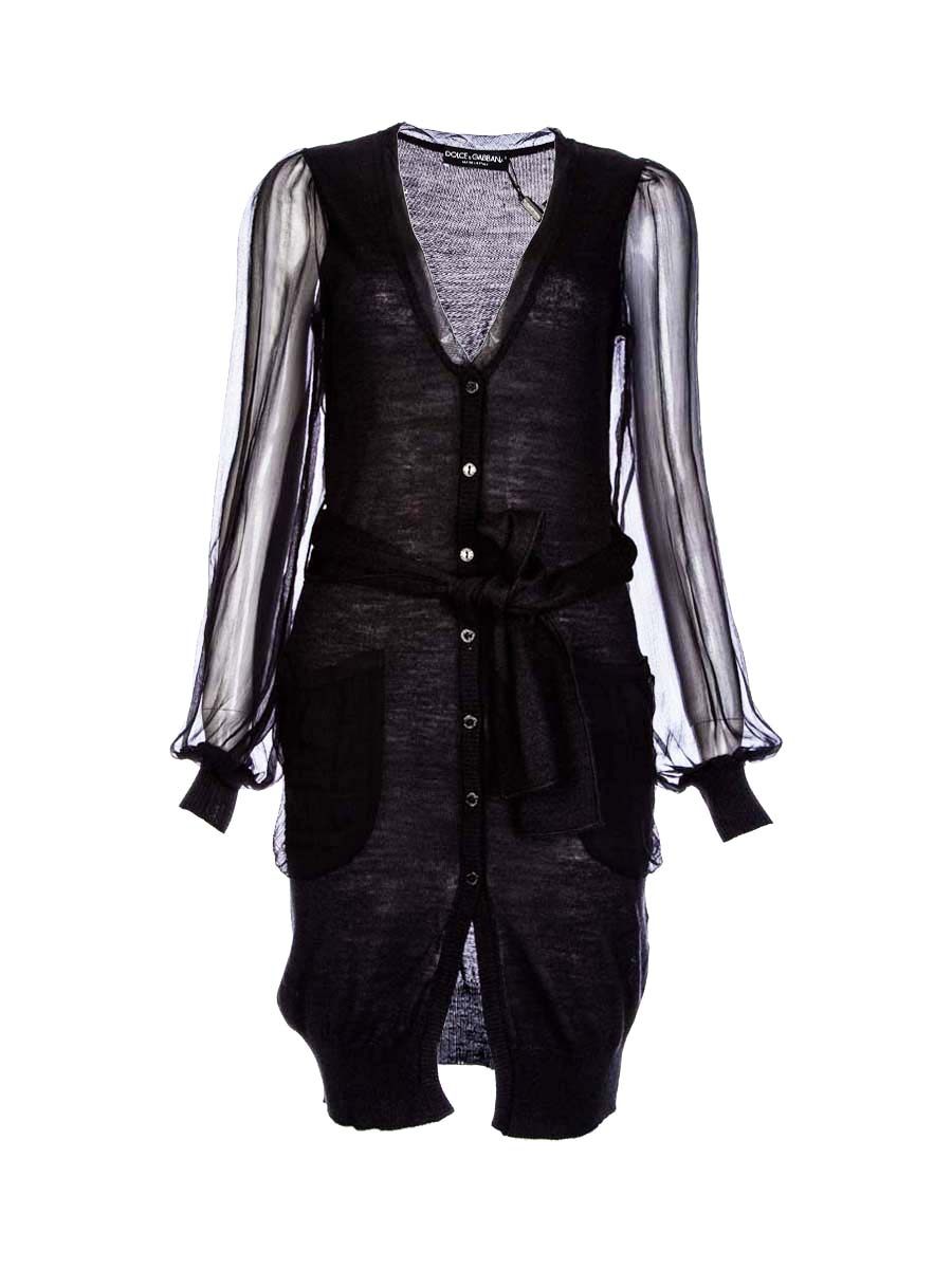 Dolce&Gabbana 黑色拼接透视设计开襟上衣