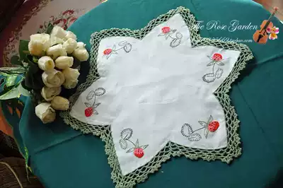 (Rose Garden)Export*Handmade crochet lace Green American Handkerchief 32cm napkin placemat