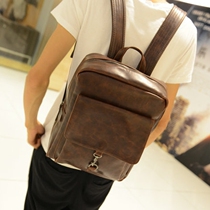 Bag 2021 new hipster shoulder bag Korean fashion Mens backpack retro Crazy Horse leather big bag