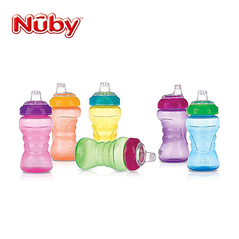 Nuby努比婴幼儿童防漏易握鸭嘴训练水杯 宝宝硅胶软嘴学饮杯 特价